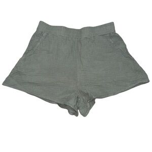 Automet Olive Green High-Waisted Linen-Blend Shorts - Size Medium